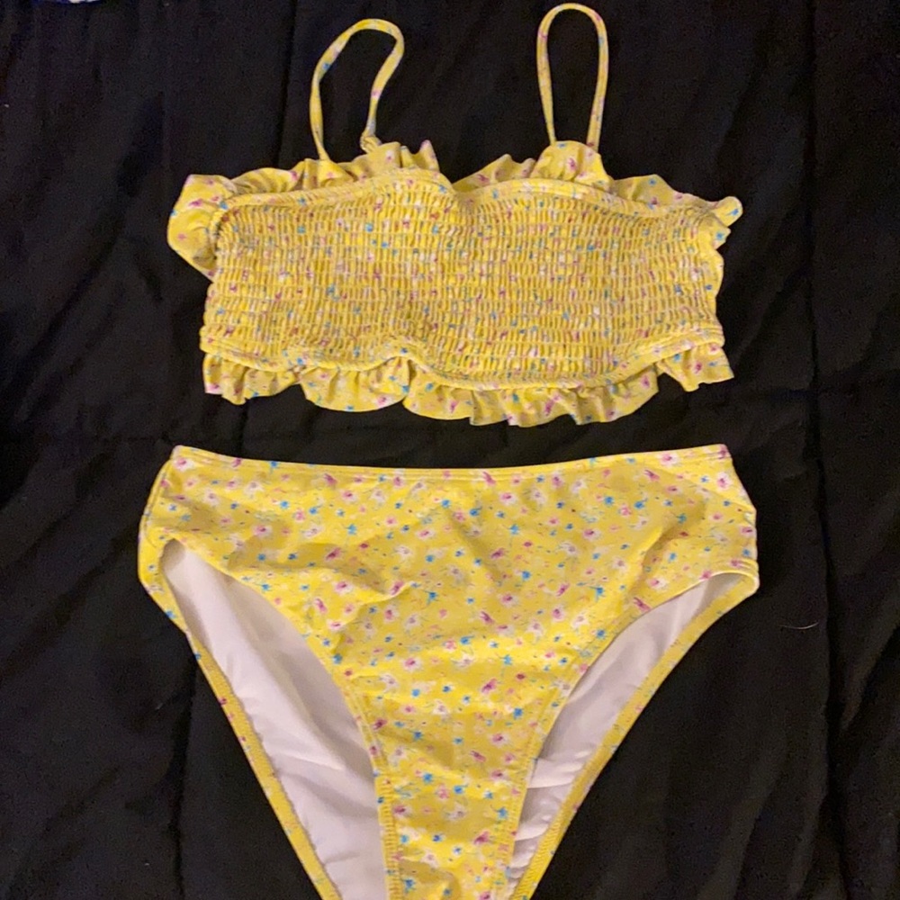 Yellow floral bathing suit